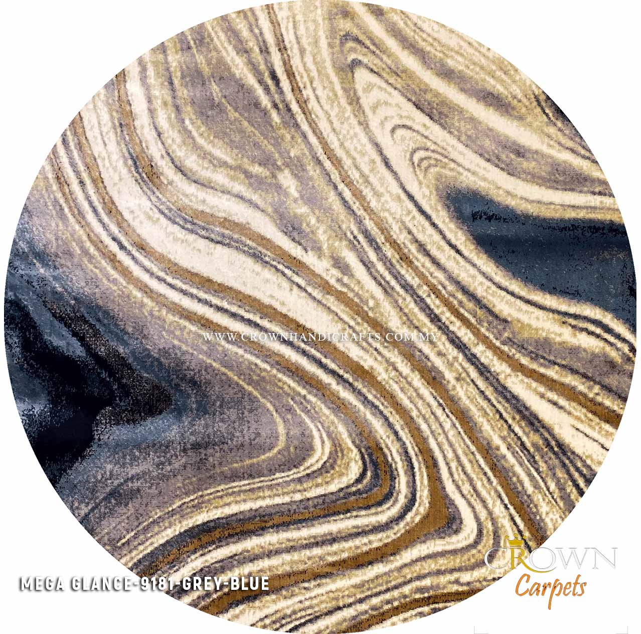 Exclusive Range Carpet Modern Design Interior | Mega Glance 9181 Round Grey Blue