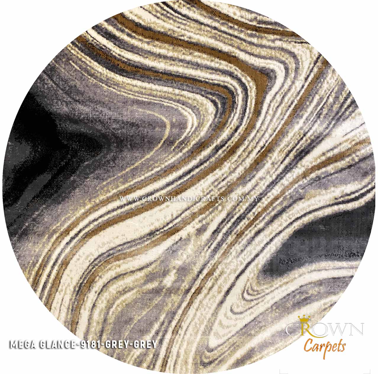 Exclusive Range Carpet Modern Design Interior | Mega Glance 9181 Round Grey