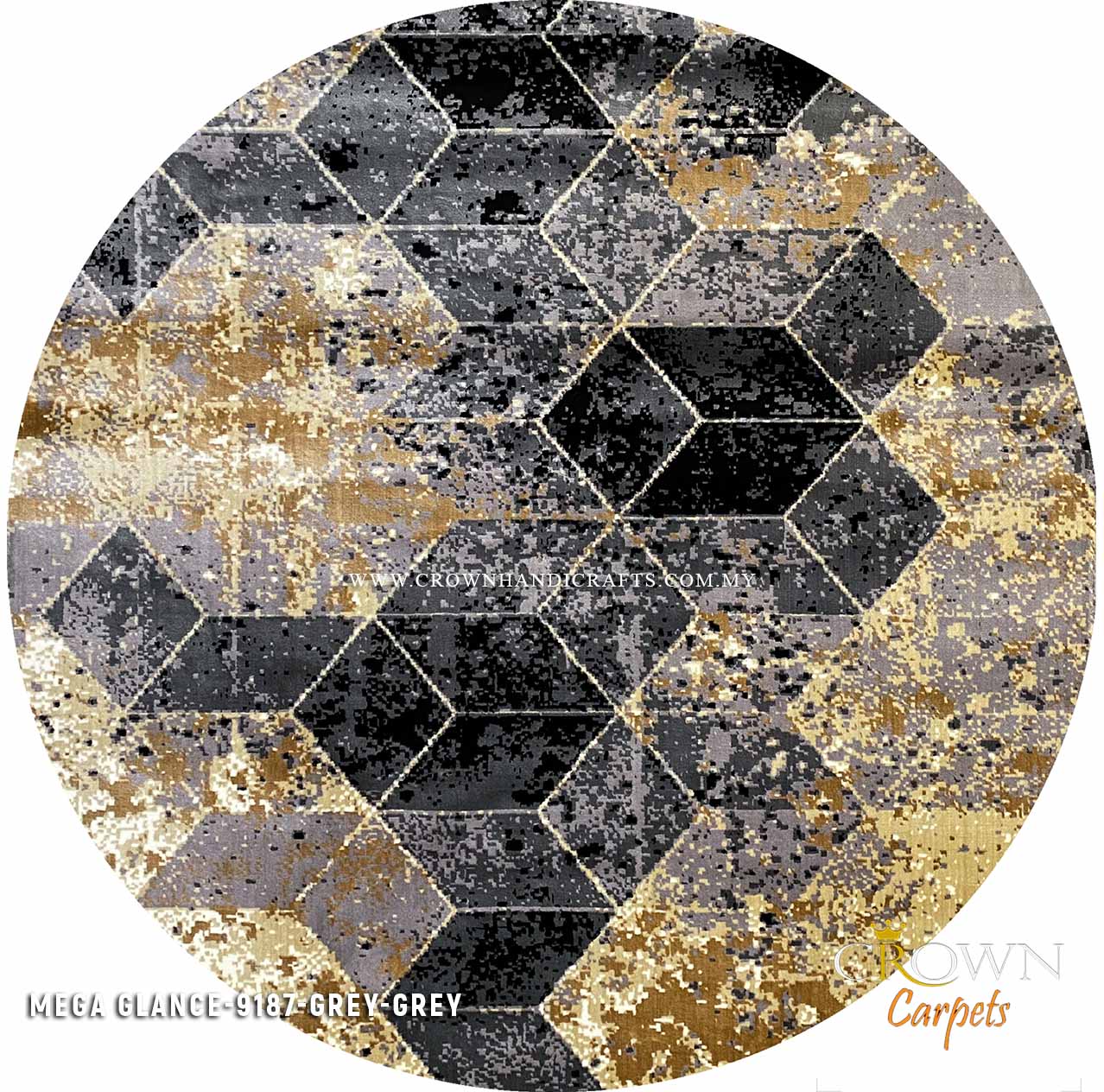 Impressive Design Modern Rugs for Living Room | Mega Glance 9187 Round GREY