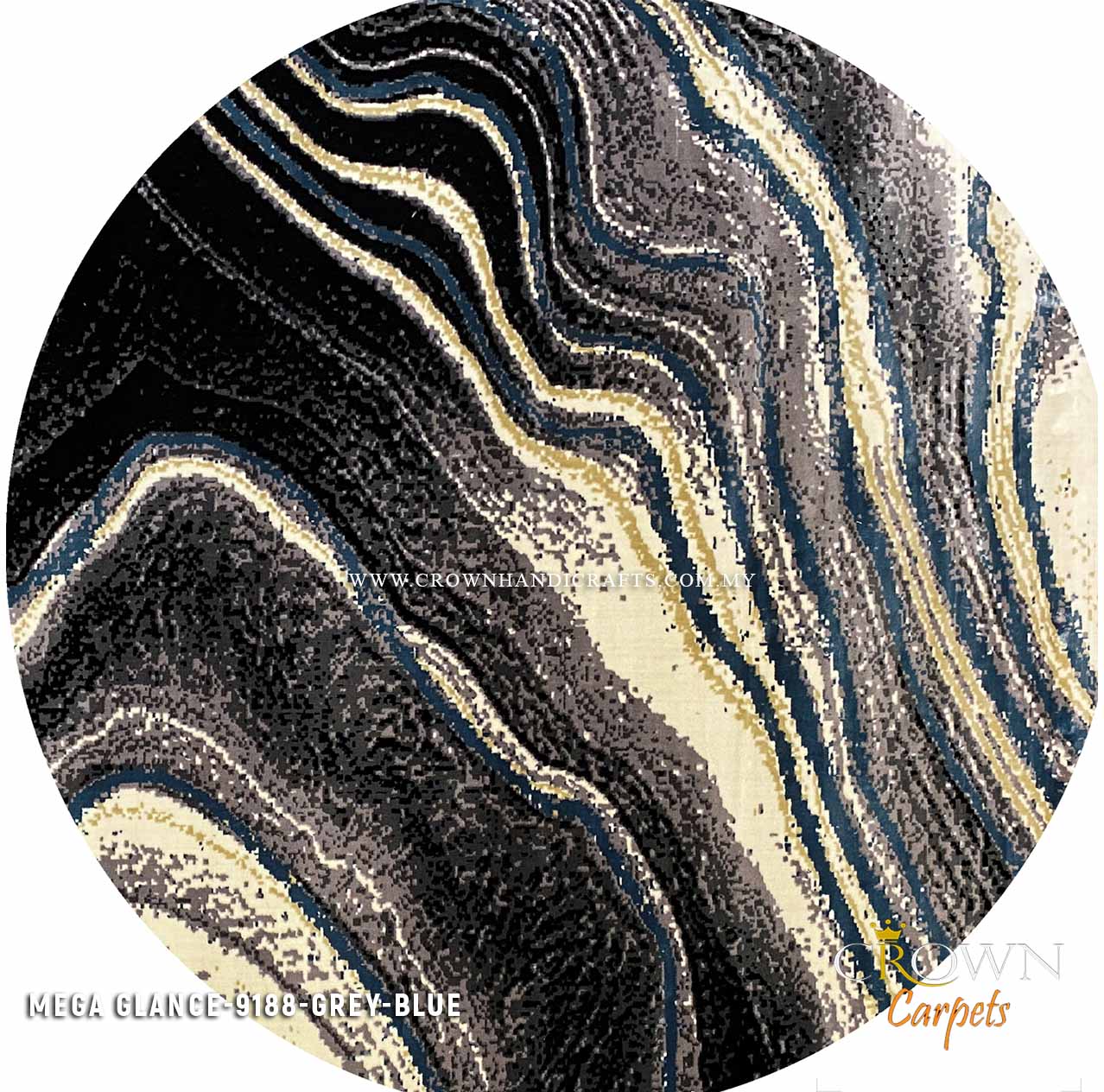 Ideal Living Room Rugs Carpets Modern Design Interior | Mega Glance 9188  Round Grey Blue