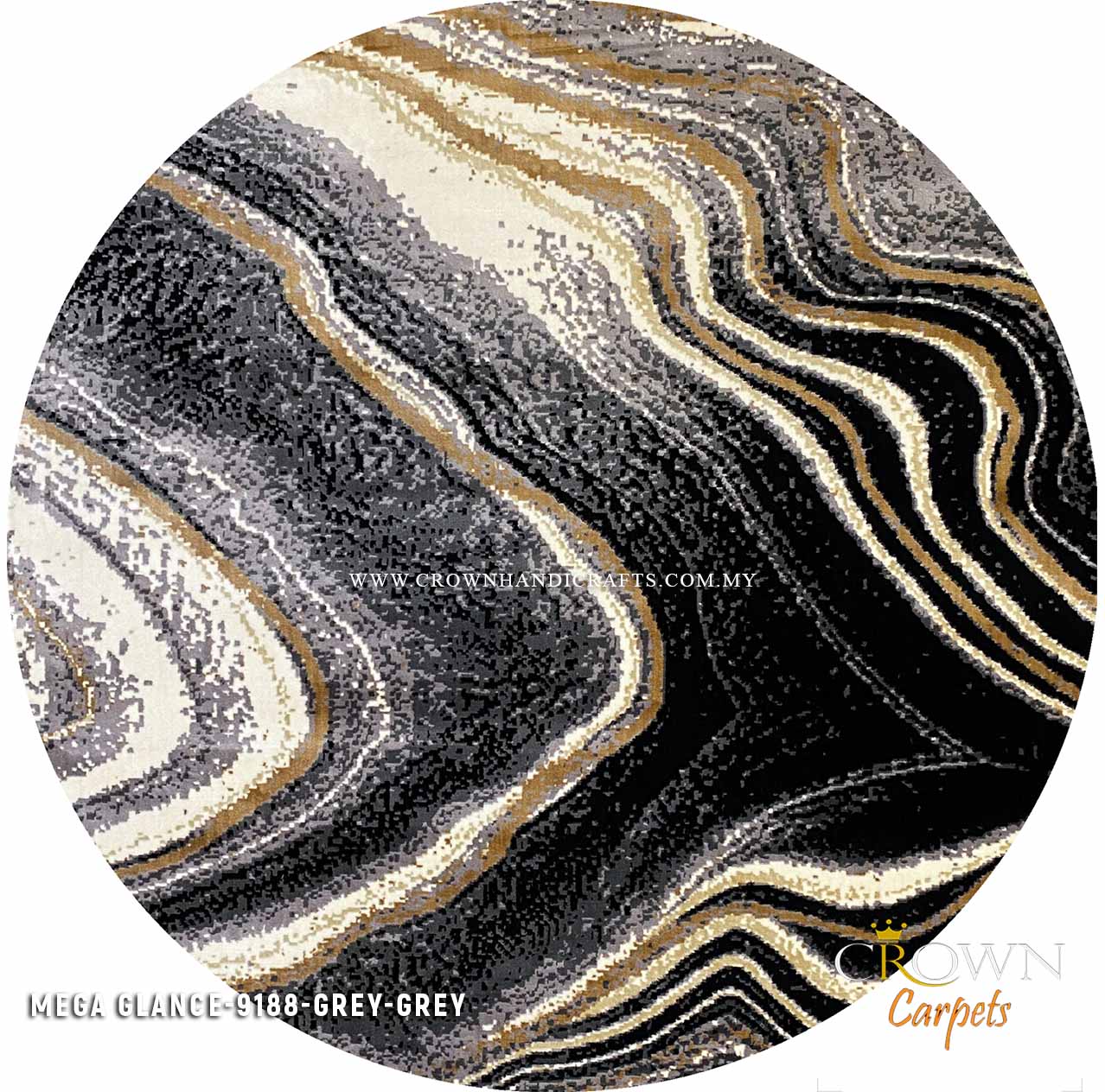 High Quality Modern Rugs Designs from Europe Turkish Rugs | Mega Glance 9188 Round Grey Grey