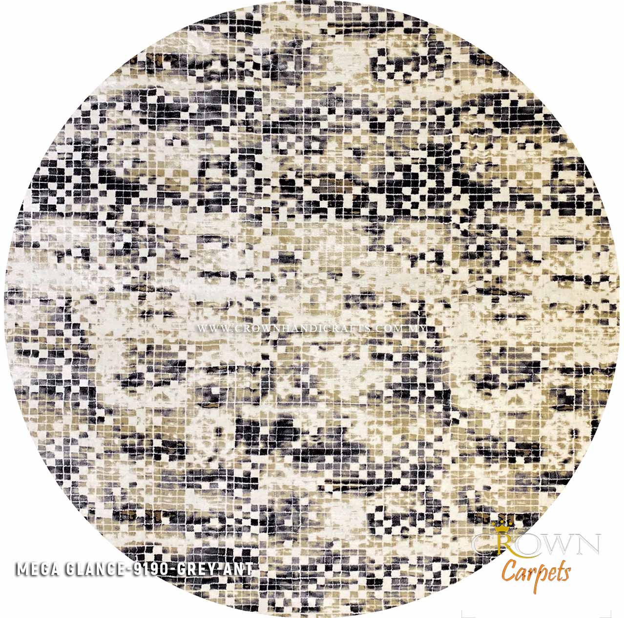 Designer Rug to match Designer Interior Sofa | Mega Glance 9190 Round Grey