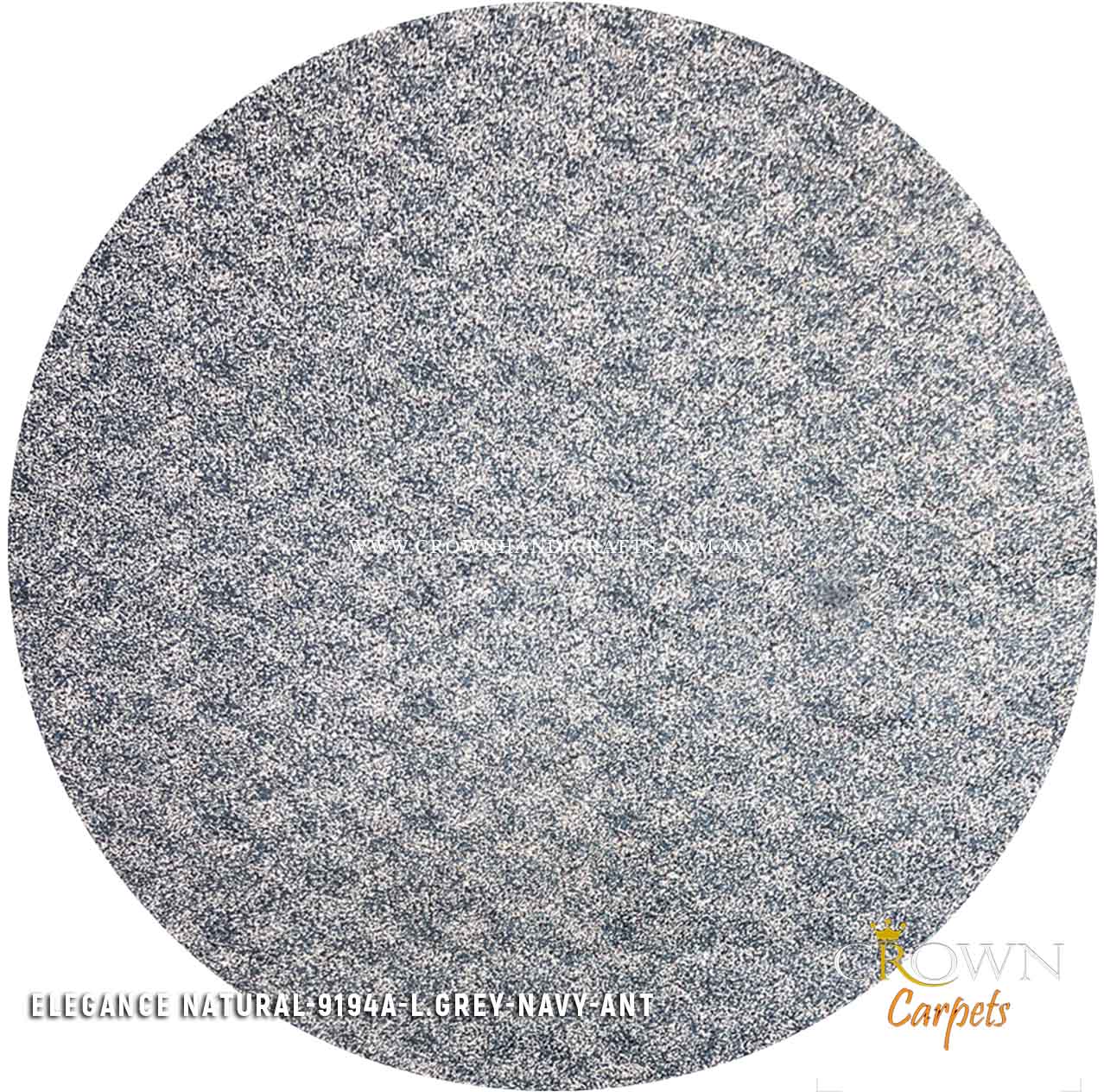 Modern Round Carpet for Living Room Designer Rugs Malaysia | Elegance Natural Round 9194A L.GREY-NAVY-ANT