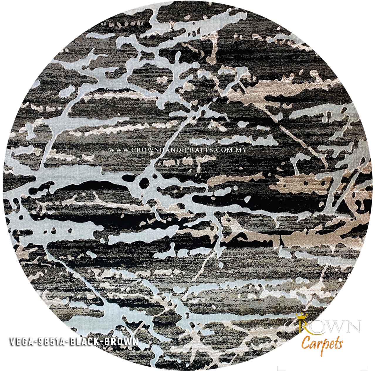 Nordic Rugs for Living Room Bedroom Scandinavian Round Carpets | Vega 9851A Black-Brown