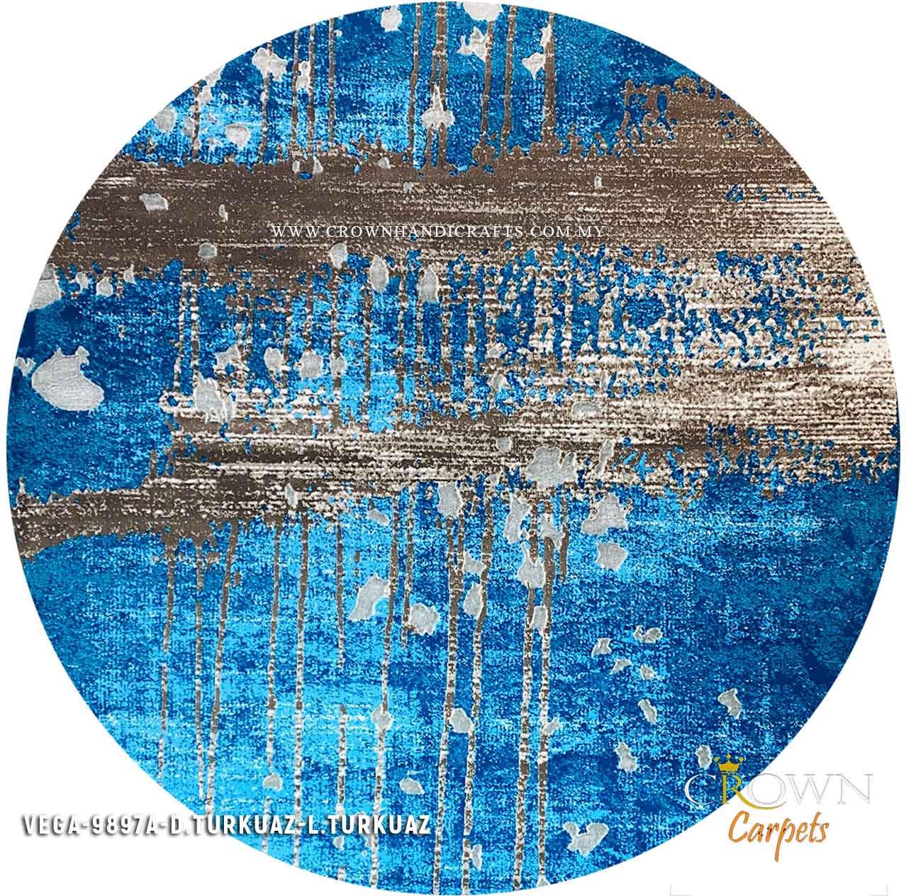 Distressed Rug Design Modern Round Carpet to match Modern Interior | Vega 9897A D.Turkuaz-L.Turkuaz