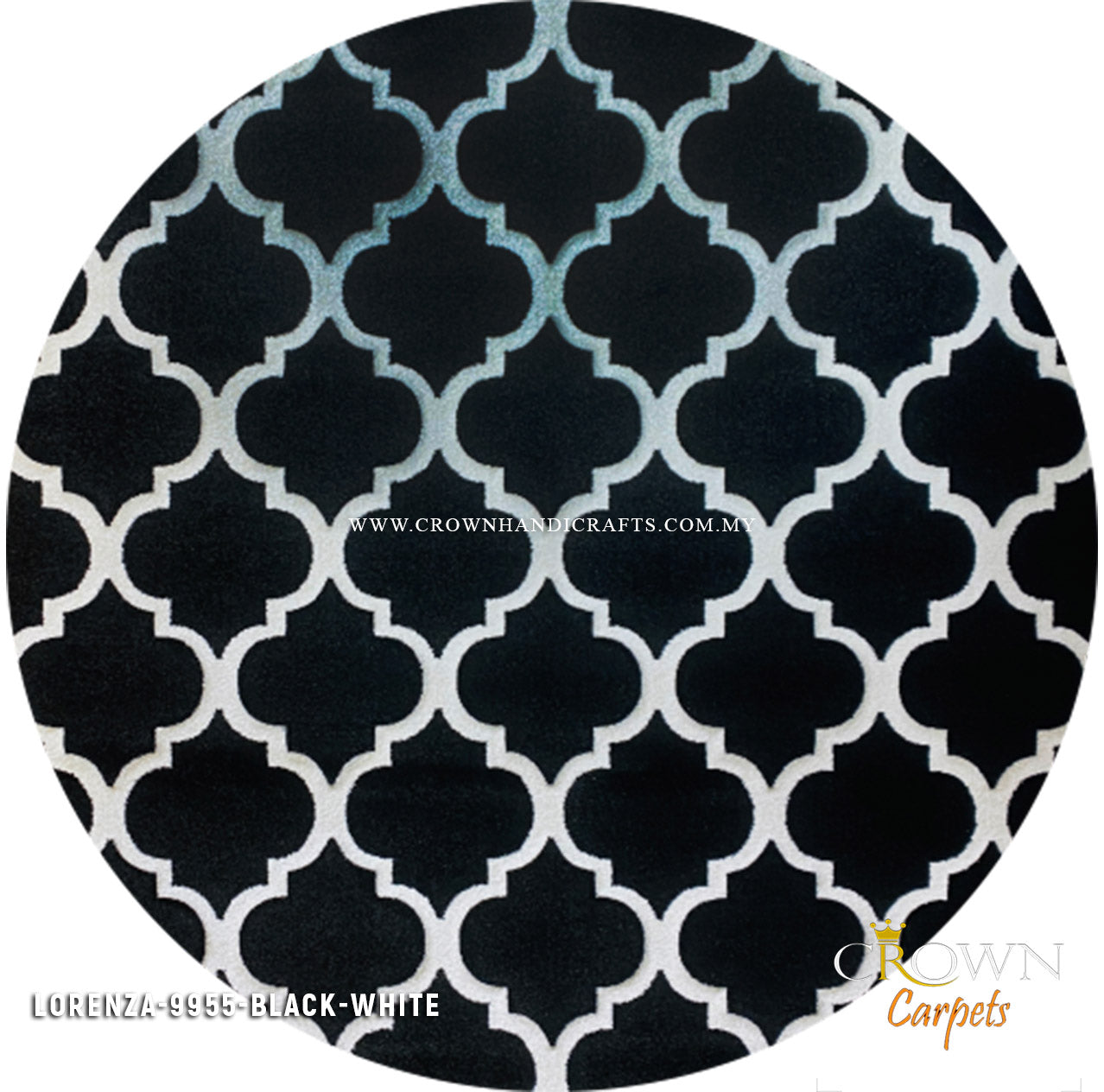 Impressive Design Round Modern Rugs for Living Room | Lorenza 9955 Black-White