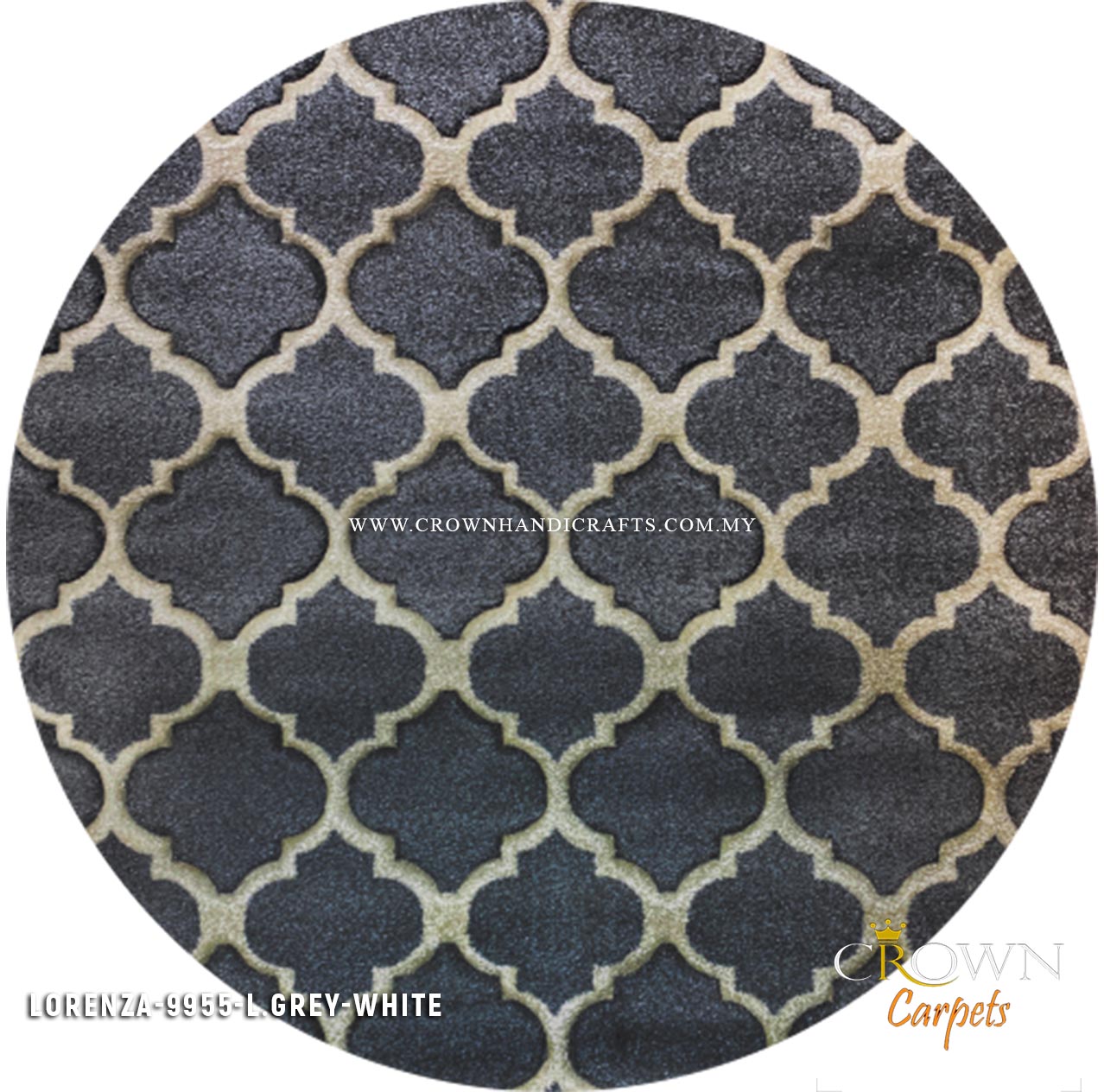 Turkish Round Rugs High Quality Urban Style Modern Design Carpet | Lorenza 9955 L.Grey White