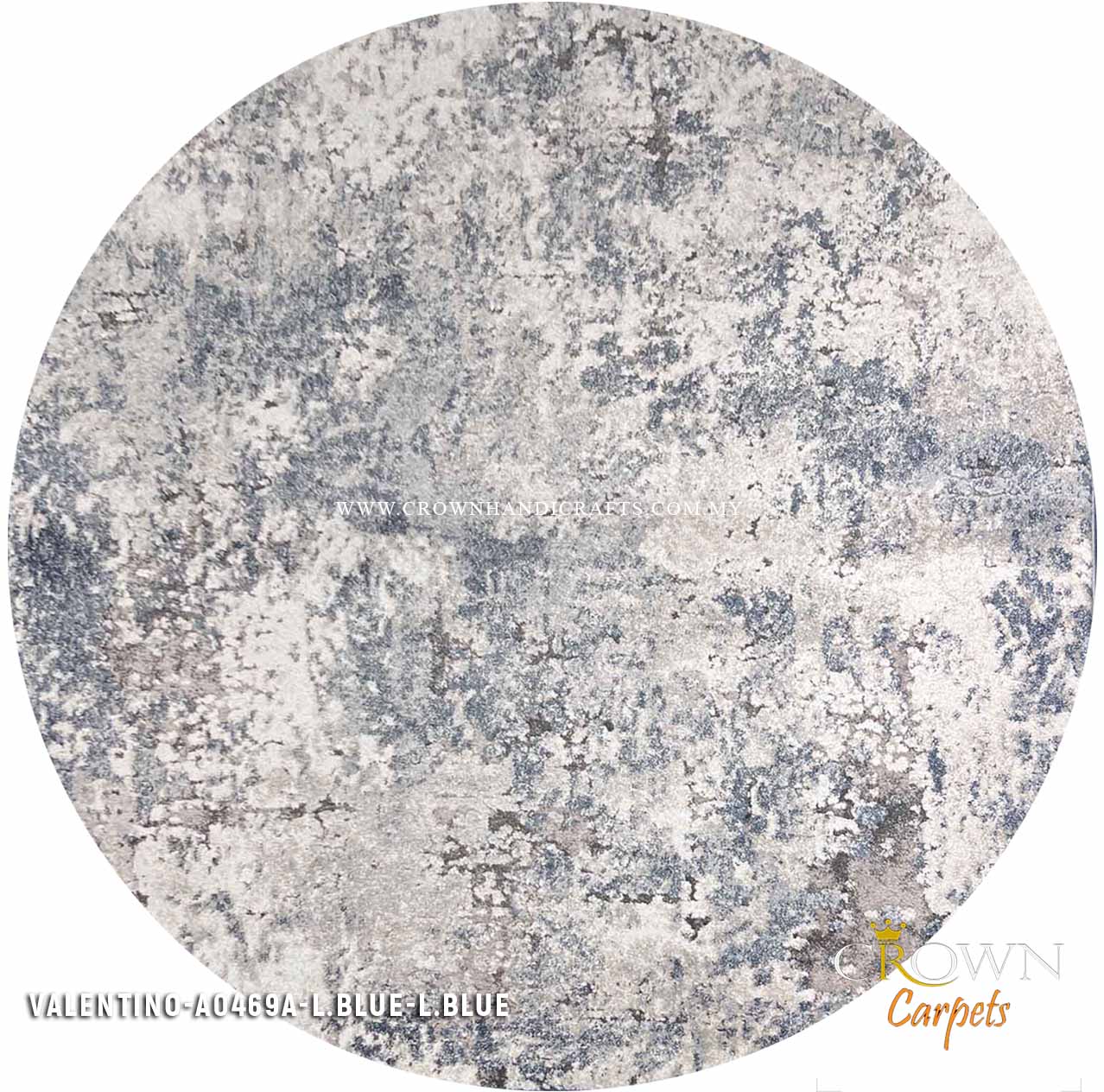 High Quality Thick Pile Modern Round Rugs Designer Carpet | Valentino A0469A L.Blue-L.Blue