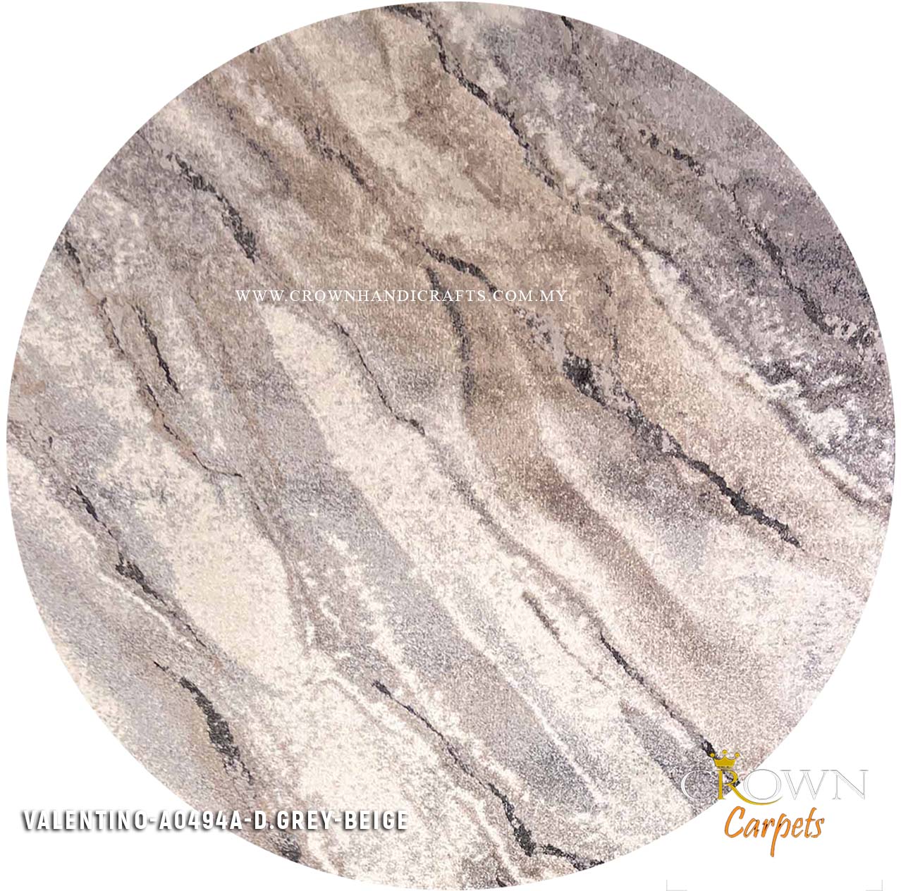 Vibrant Design Modern Round Rugs match your Interior Style | Valentino A0494A D.Grey-Beige