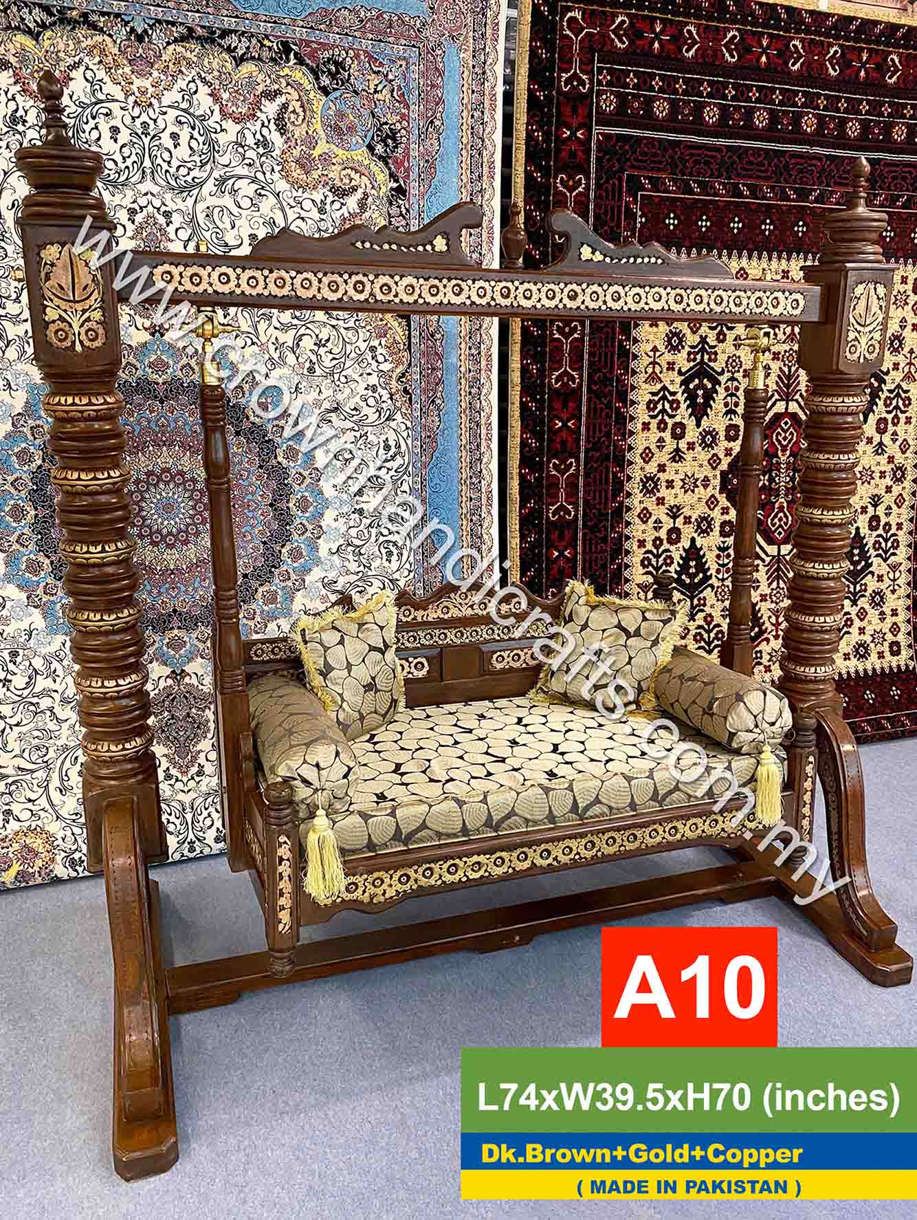 Maharaja Swing 2 seater Luxurious Handcrafted Indian and Pakistani Wooden Swing in Premium Rosewood, Combining Traditional Elegance and Modern Luxury for Your Home Decor Maharaja Swing 2 Seater A10