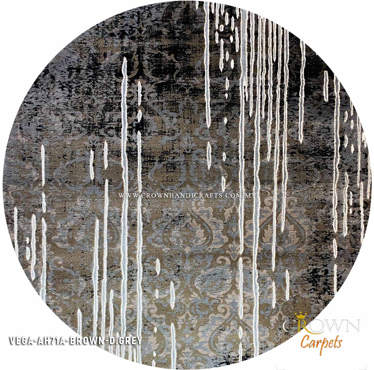 Abstract Modern Round Rugs for Living Room Bedroom Rugs | Vega AH71A Brown-D.Grey
