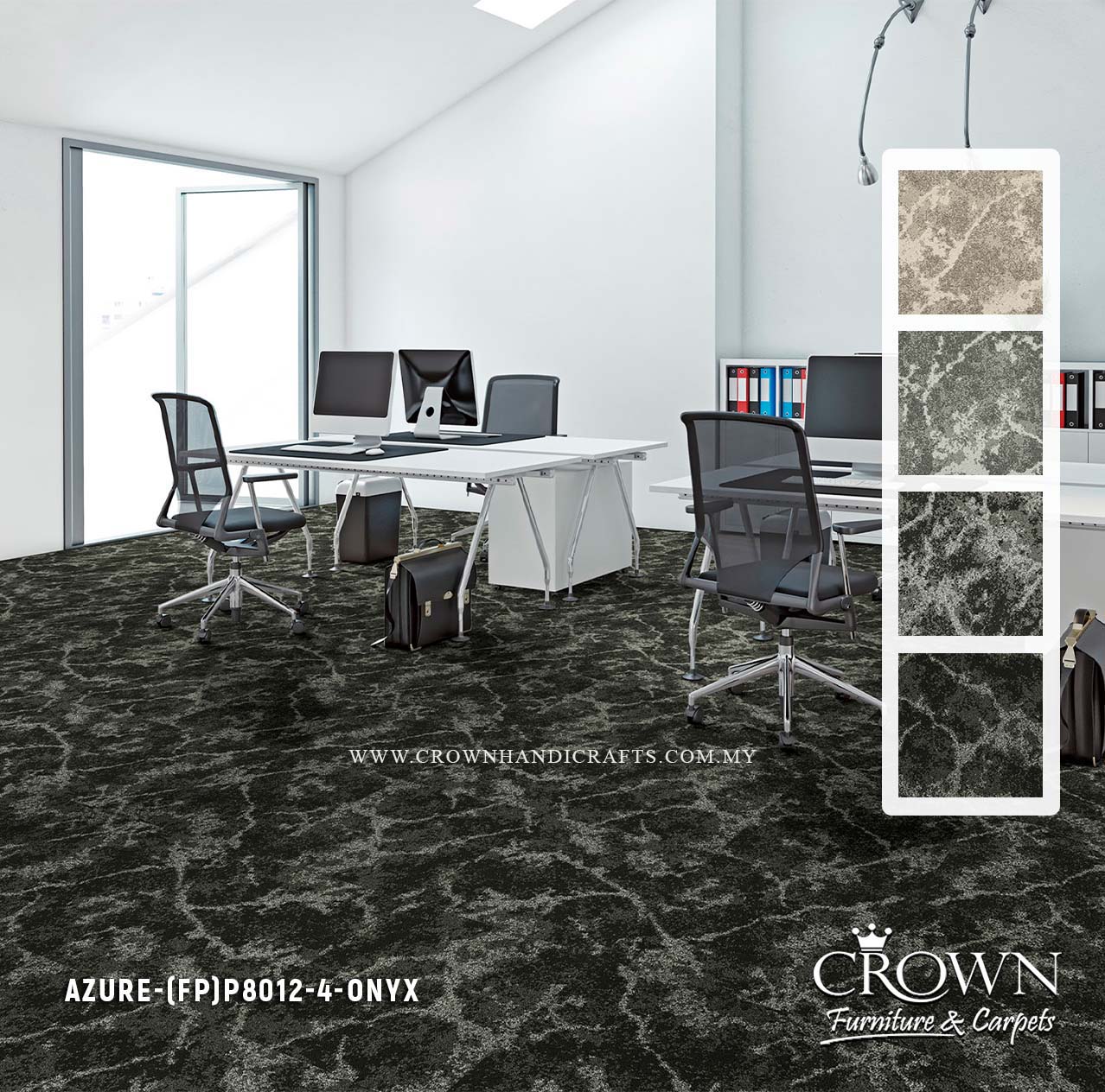 Premium Office Carpet Tiles | Contemporary Modular Floor Design with Textured Finish | Azure-Colorshift (FP)