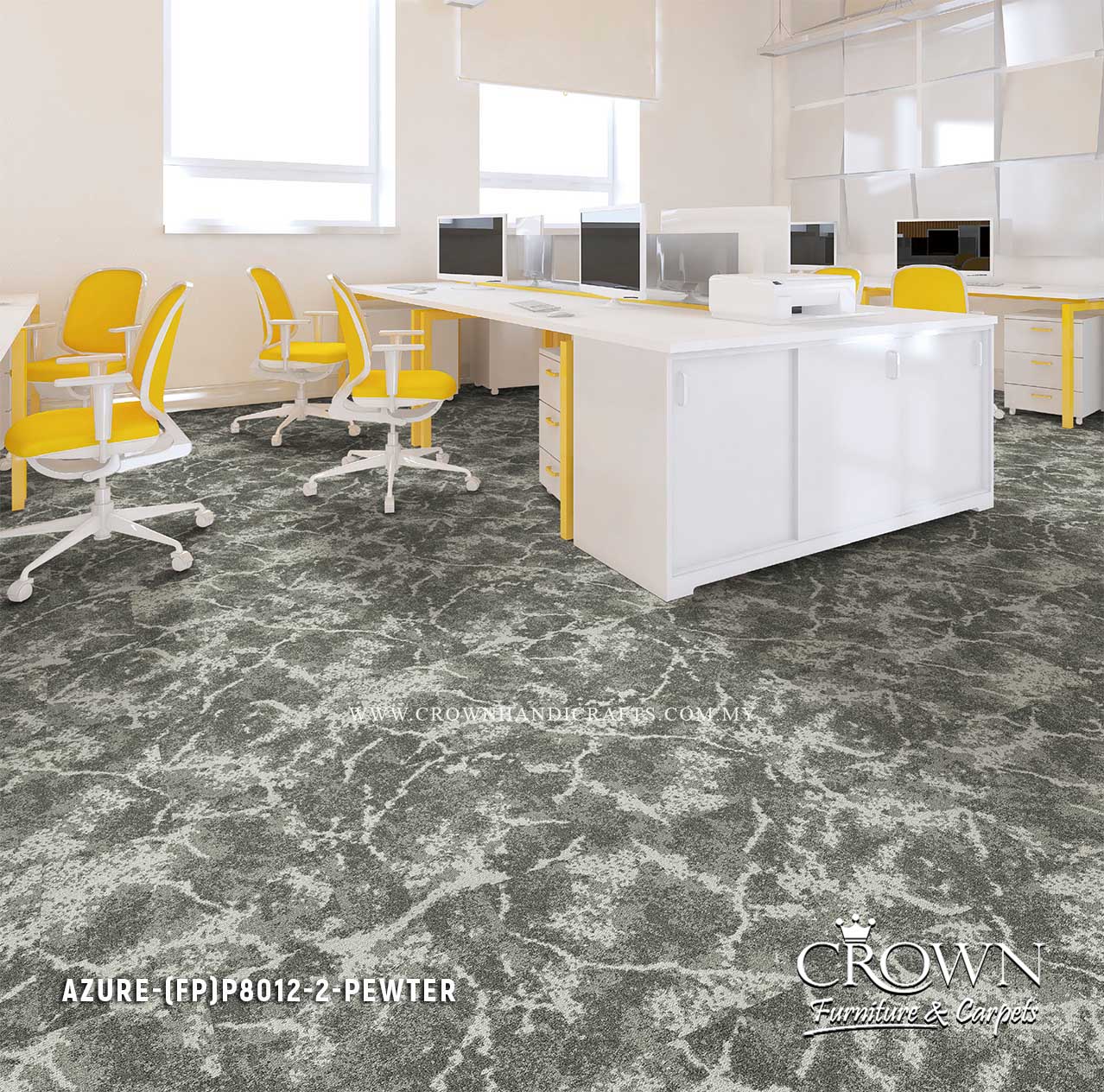 Premium Office Carpet Tiles | Contemporary Modular Floor Design with Textured Finish | Azure-Colorshift (FP)