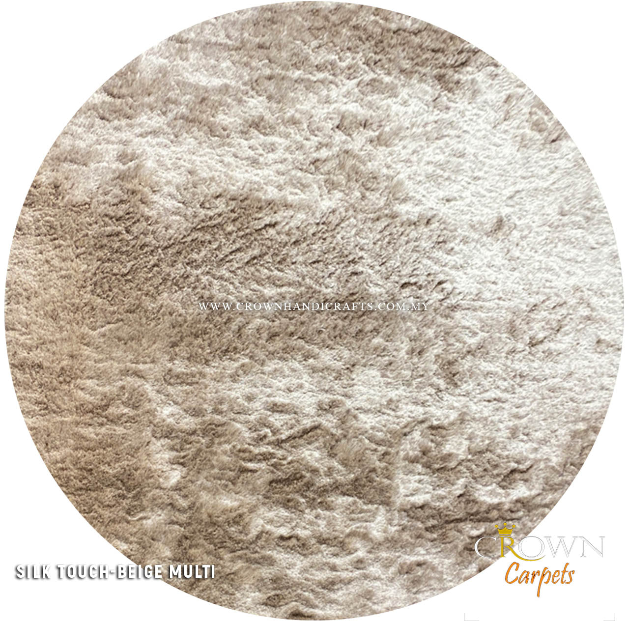 Soft Comfy Round Modern Carpet Shaggy Rugs Long Pile | Silk Touch Shaggy Beige Multi