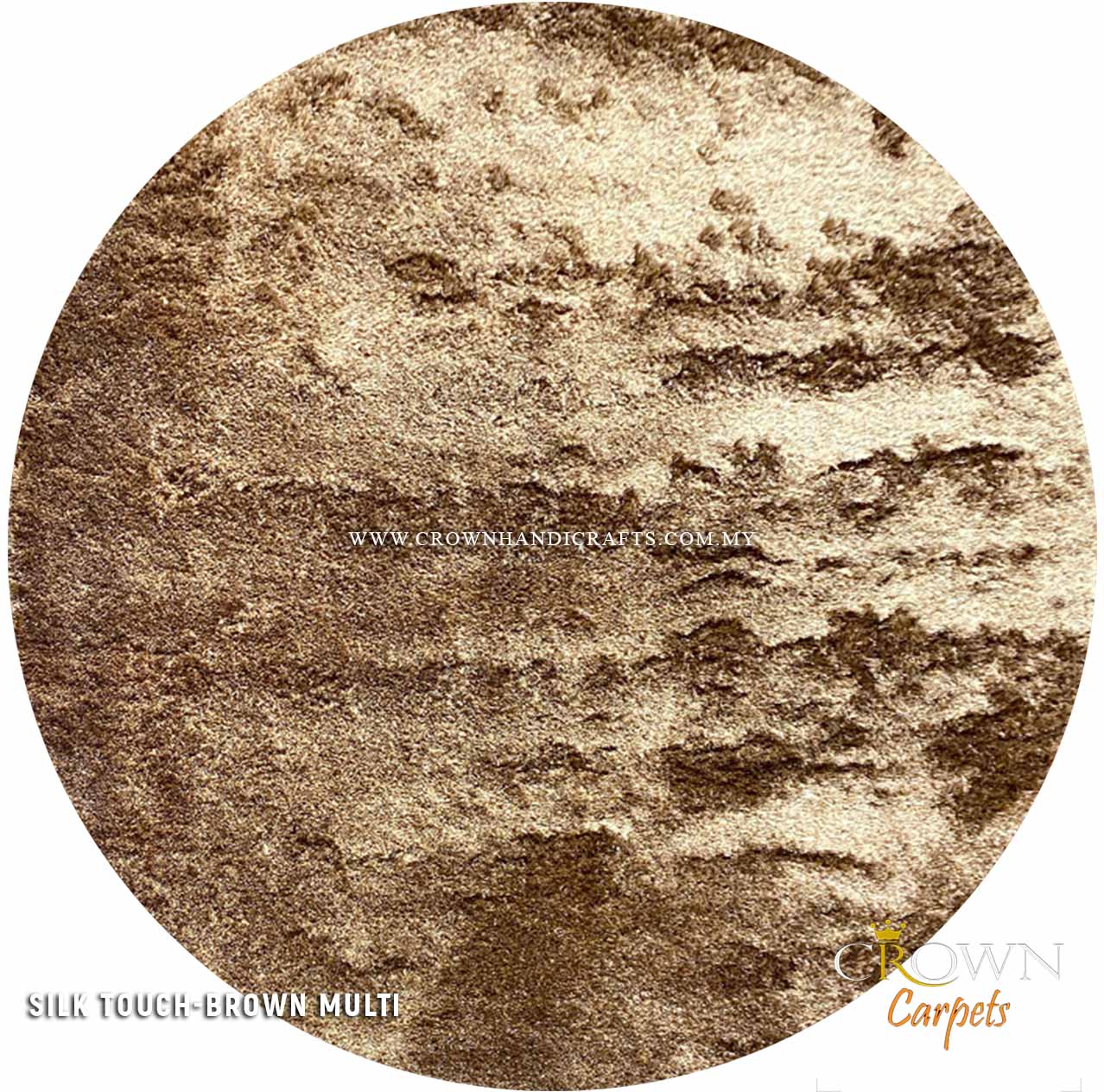 Shop Shaggy Round Carpet Rugs for Living Room Bedroom Carpets | Silk Touch Shaggy Brown Multi