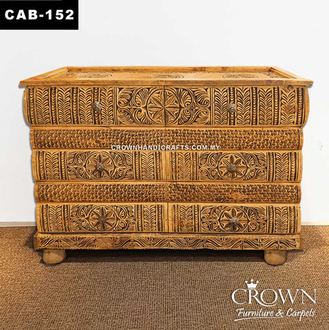 Decorative Book-Shaped Solid Wood Cabinet | Handcrafted Antique Cabinet with Artisan Carved Details | CAB 152 (L48.5 W16 H34.5 inches)