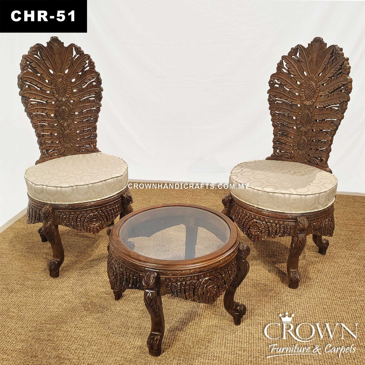 Handcrafted Royal Peeri Chairs Set of 2 with Matching Table – Traditio ...