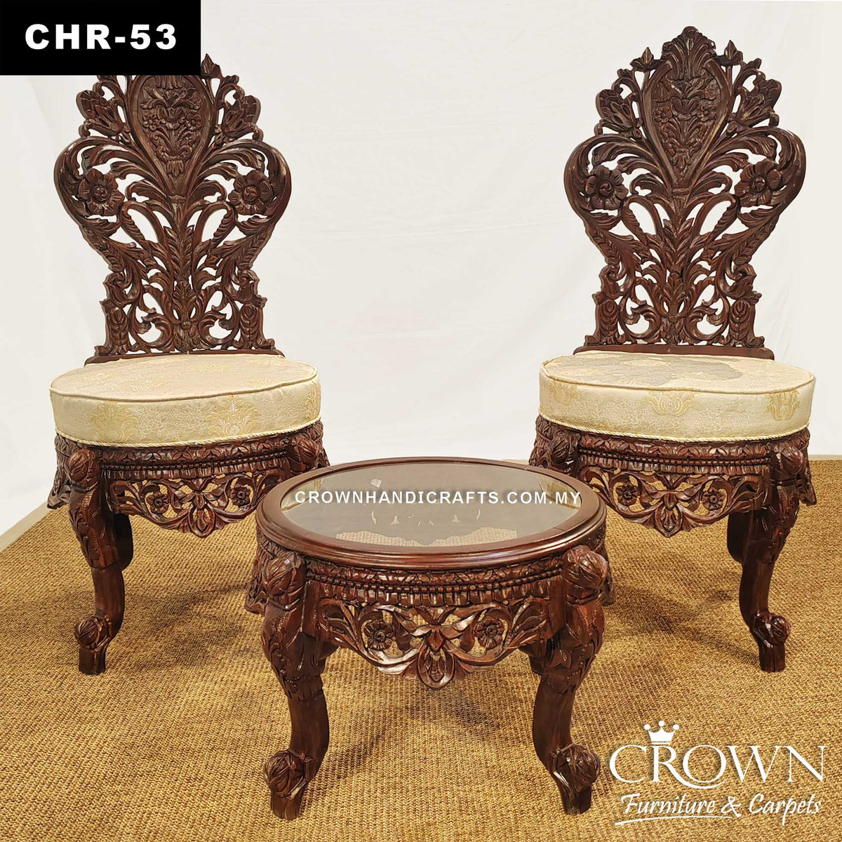 Premium Royal Peeri Chair Set with Table – Hand-Carved Wooden Masterpi ...