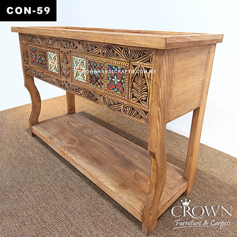 Luxury Bohemian Console Table | Elegant Floral Art Design with 2 Drawers for Contemporary Home Decor | CON 59 (L49.5 W17.5 H33.5 inches)