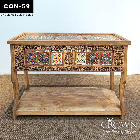 Luxury Bohemian Console Table | Elegant Floral Art Design with 2 Drawers for Contemporary Home Decor | CON 59 (L49.5 W17.5 H33.5 inches)