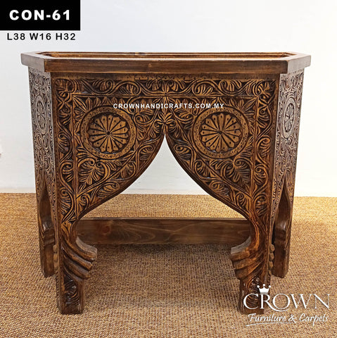 Royal Indian Heritage Console Table | Handcrafted Solid Wood Statement Furniture with Intricate Artisan Carving | CON 61 (L38 W16 H32 inches)