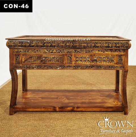 Vintage Inspired Antique Style Console Table with Dual Drawers, Solid Wood Entrance Table | CON 46 (L42 W18 H38 Inches)