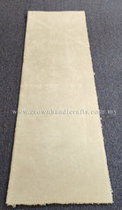 Cream runner rug with short plush pile and tidy bound edges.