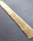 Beige ultra-slim runner rug, slim border edge with dense shag pile