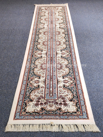 Long Cream Bordered Runner – Modern Soft Carpet for Elegant Hallways | CP RUG Rayan Nostrum Cream Border Join-CP215 (74X350CM)