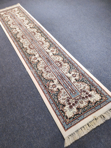 Long Cream Bordered Runner – Modern Soft Carpet for Elegant Hallways | CP RUG Rayan Nostrum Cream Border Join-CP215 (74X350CM)