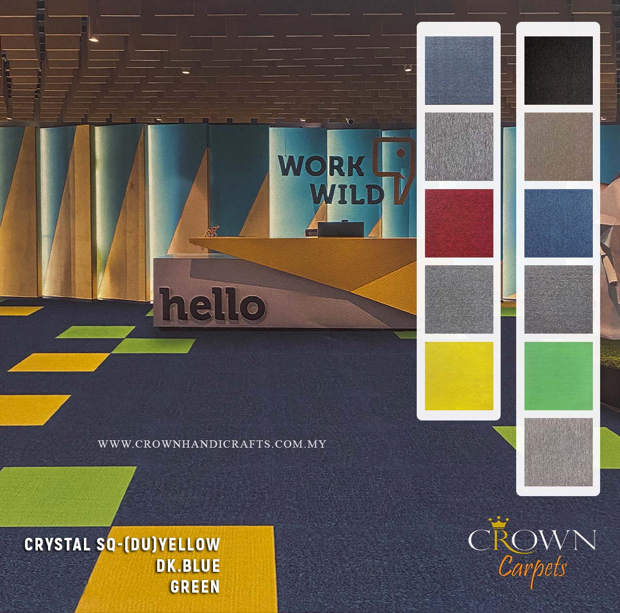 Carpet Tiles for Office Flooring Uses | Crystal Sq Plain (DU)