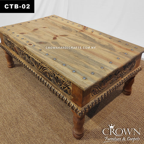Vintage Style Coffee Table with Metal Accent | Solid Wood Coffee Table for your Living Room | CTB-02 (L48 W29 H15 Inches)