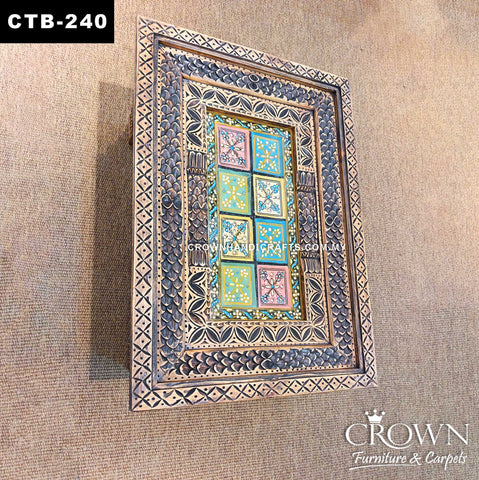 Designer Antique Solid Wood Coffee Table | Handcrafted Bohemian Hand-Painted Statement Furniture | CTB-240 (L36 W24 H18 inches)