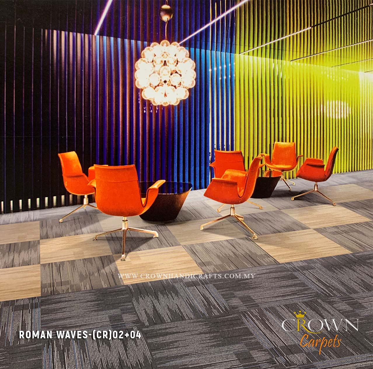 Office Carpet Tiles at Low Price | Roman Waves (CR)