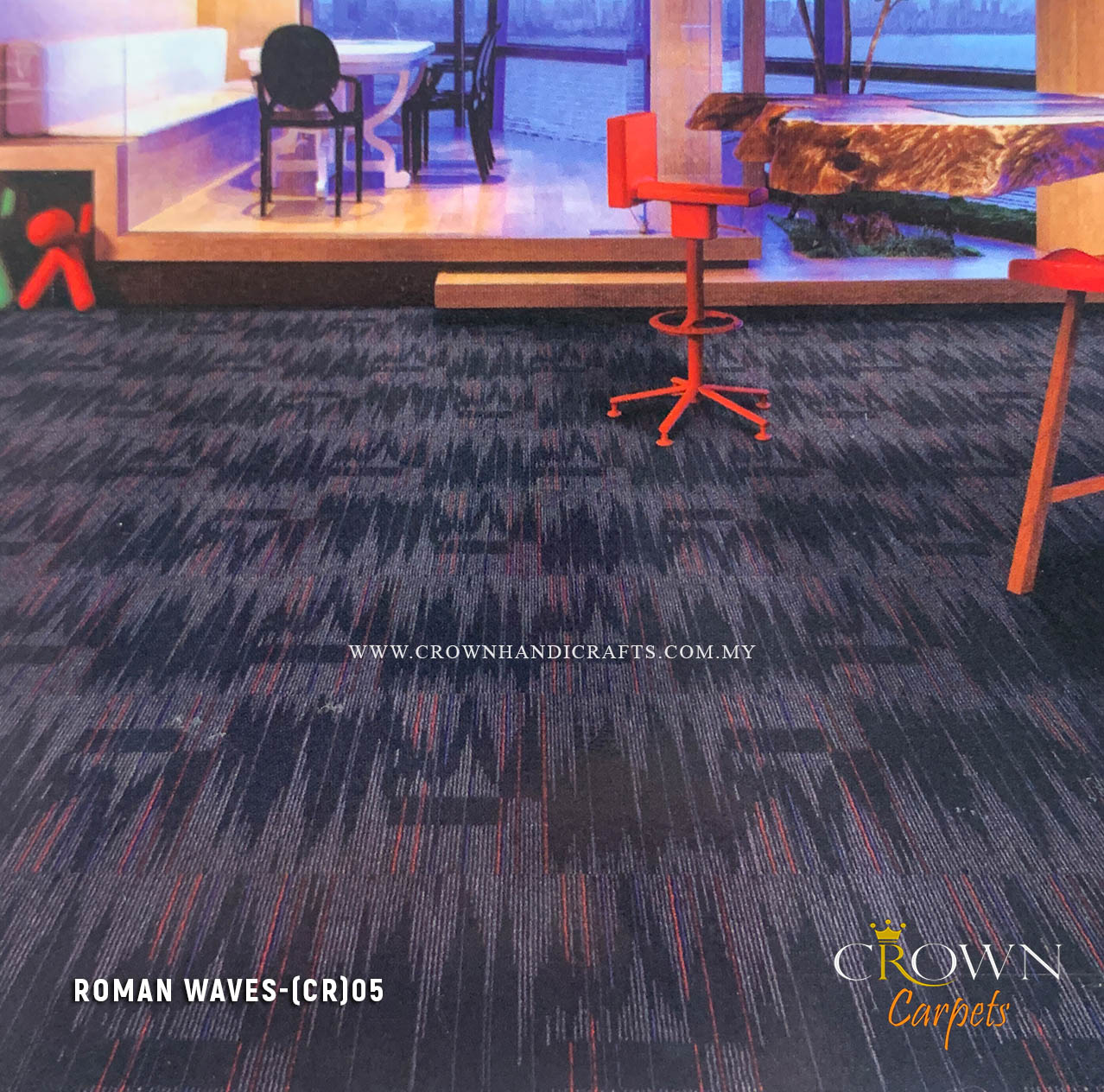 Office Carpet Tiles at Low Price | Roman Waves (CR)