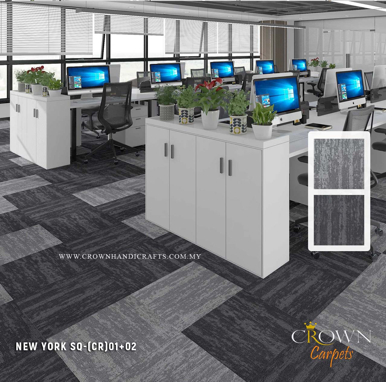 Superior Thick Carpet Tiles | New York Sq (CR)