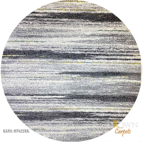 Designer Round Carpet for Modern Living Room Interiors | Nava D7422BK