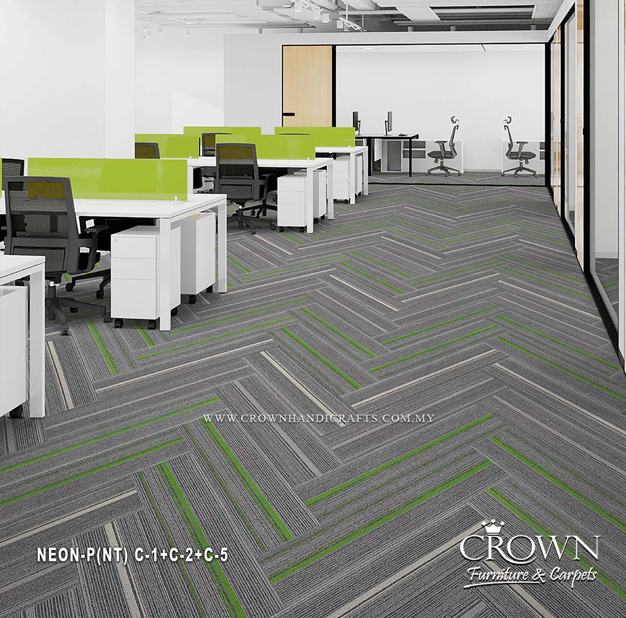 Modern Office Flooring | Contemporary Carpet Tiles with Textured Modular Design | Neon Plank (NT)