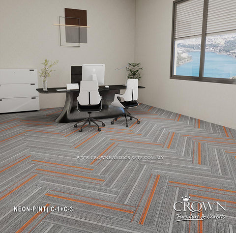 Modern Office Flooring | Contemporary Carpet Tiles with Textured Modular Design | Neon Plank (NT)