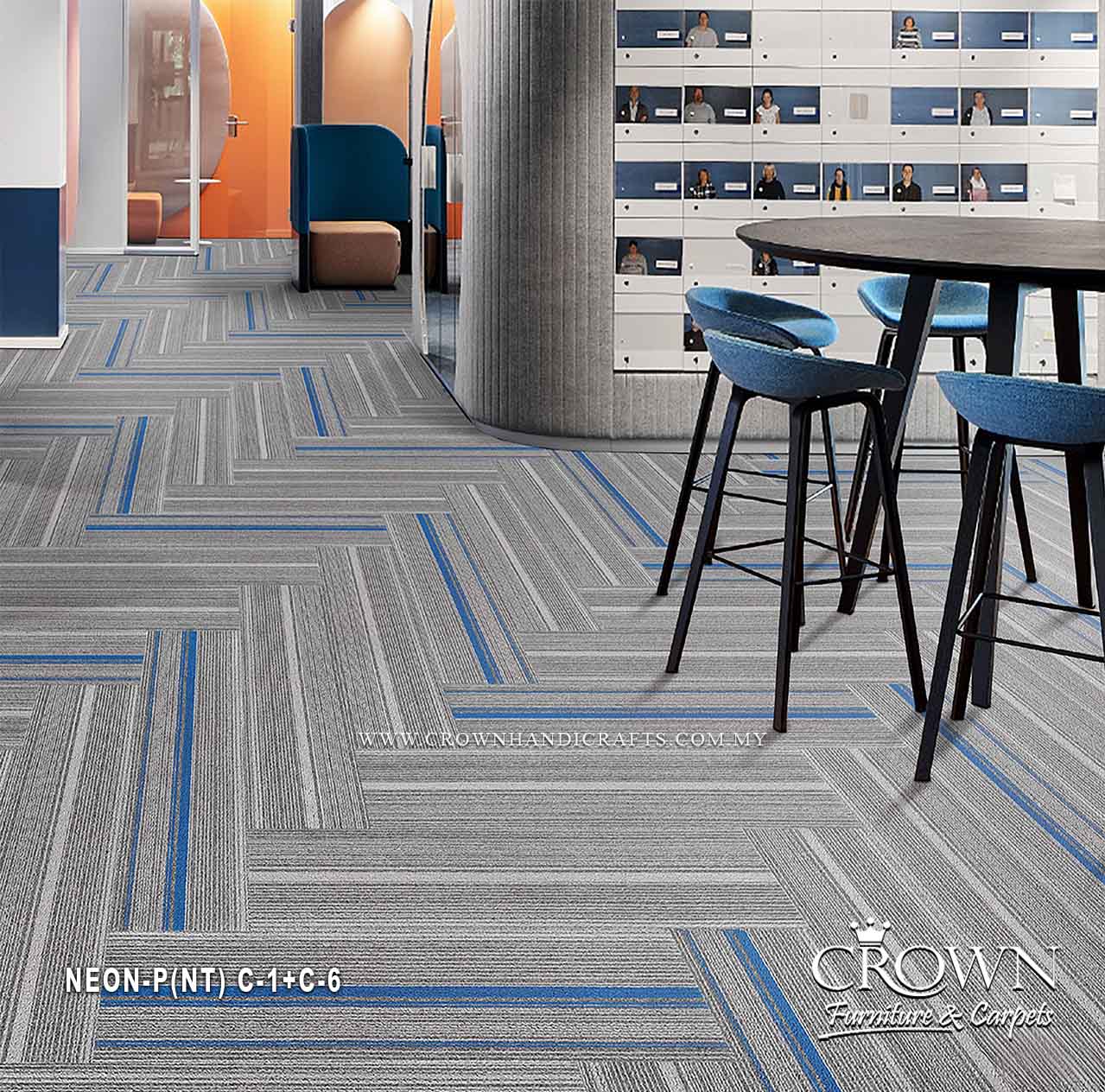Modern Office Flooring | Contemporary Carpet Tiles with Textured Modular Design | Neon Plank (NT)