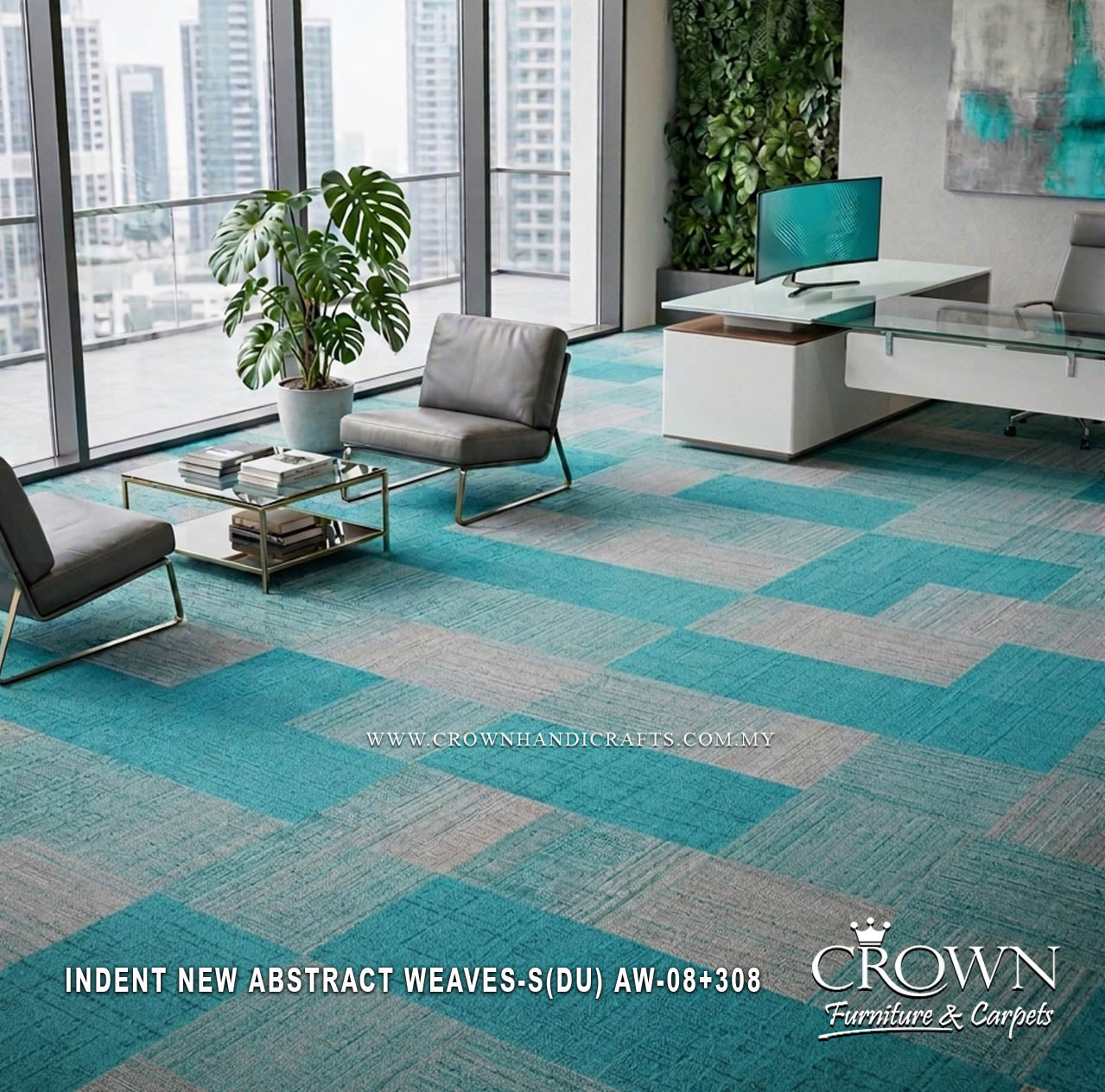 Modern Designer Carpet Tiles | Textured Office Flooring for Contemporary Spaces | Indent New Abstract Weaves Sq (DU) MOQ300SQM