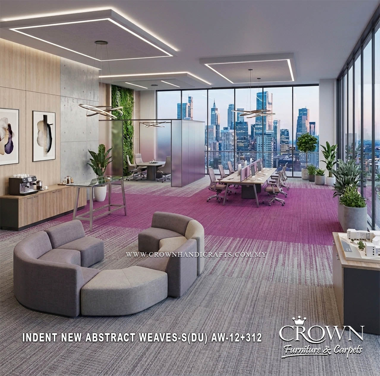 Modern Designer Carpet Tiles | Textured Office Flooring for Contemporary Spaces | Indent New Abstract Weaves Sq (DU) MOQ300SQM