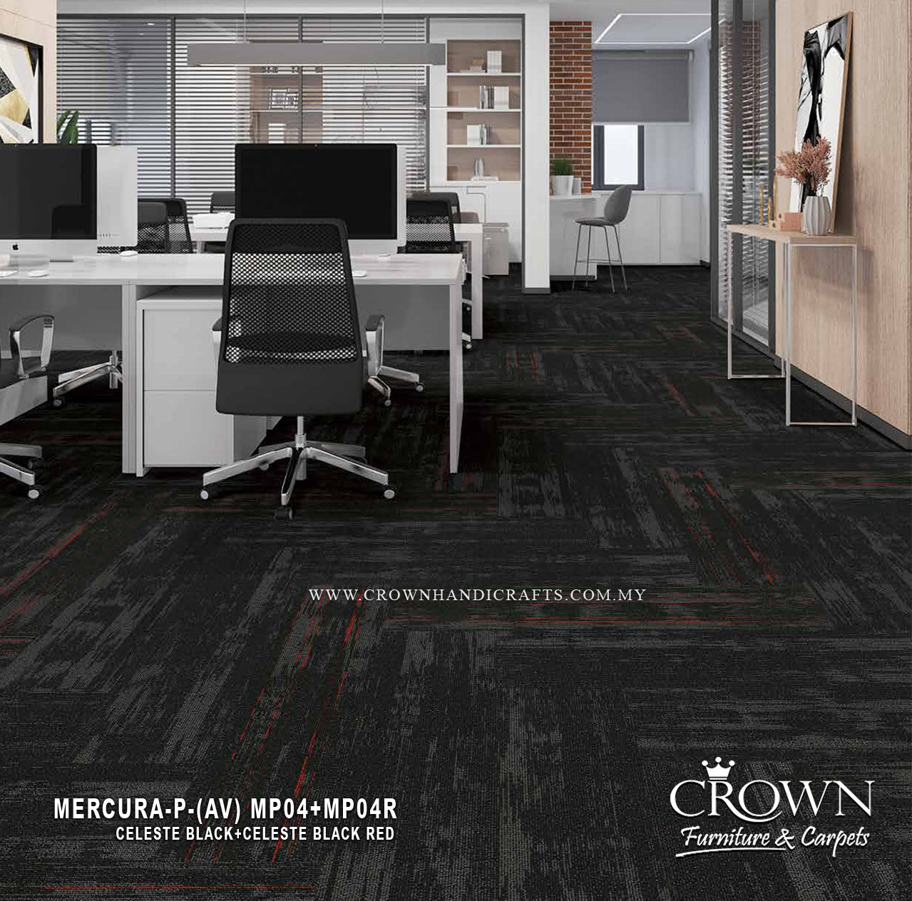 Contemporary Modular Carpet Tiles | Modern Textured Flooring for Professional Workspaces | Mercura Plank (AV)