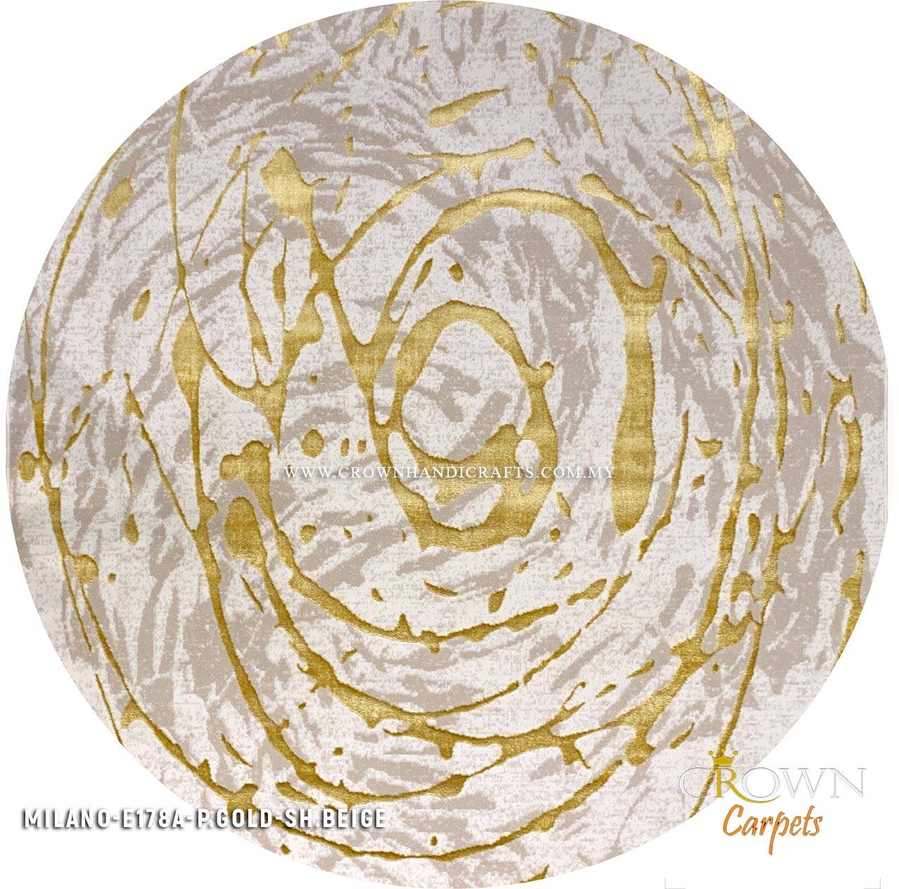 Featured Modern Round Design Carpets Rugs for your Home | Milano E178A-P.Gold Sh.Beige