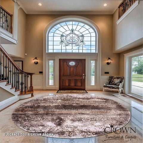 Elegance Modern Carpet – High Quality Minimalist Turkish Rug for Modern Interiors | Elegance 3061A Round Cream Brown
