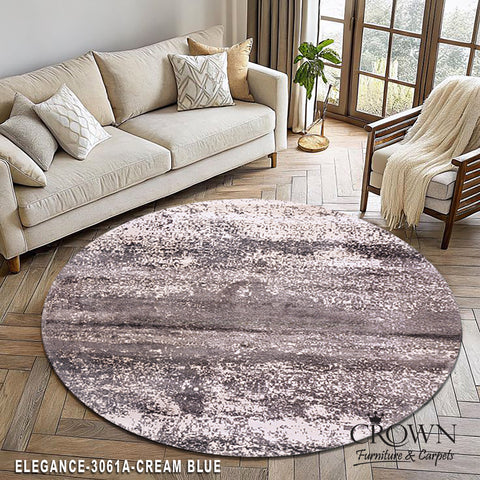Elegance Modern Carpet – Abstract Contemporary Rug for Stylish Living Rooms & Bedrooms | Elegance 3061A Round Cream D.Grey