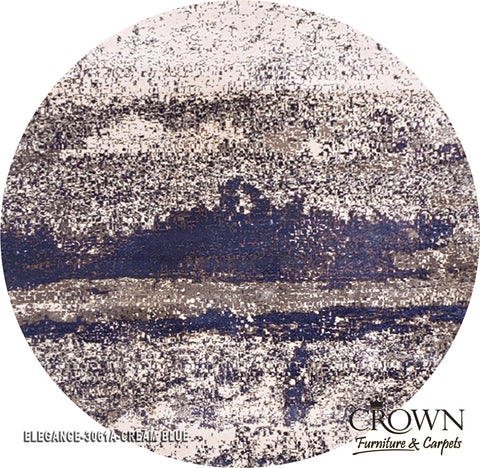 Elegance Modern Carpet – Stunning Abstract Design Rug for Modern Living Spaces | Elegance 3061A Round Cream Blue