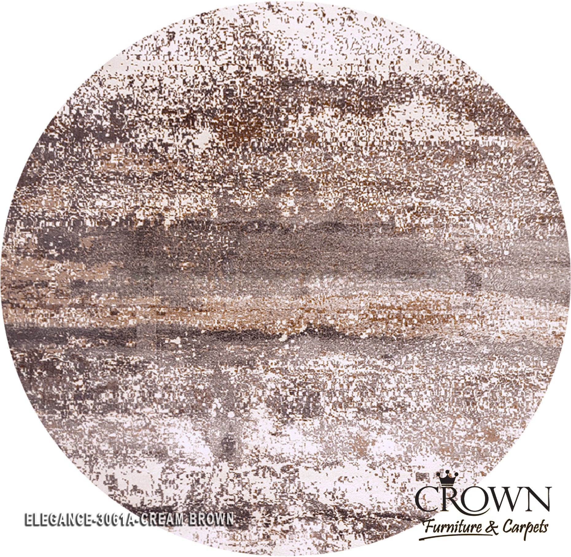 Elegance Modern Carpet – High Quality Minimalist Turkish Rug for Modern Interiors | Elegance 3061A Round Cream Brown