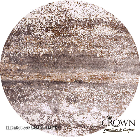Elegance Modern Carpet – High Quality Minimalist Turkish Rug for Modern Interiors | Elegance 3061A Round Cream Brown