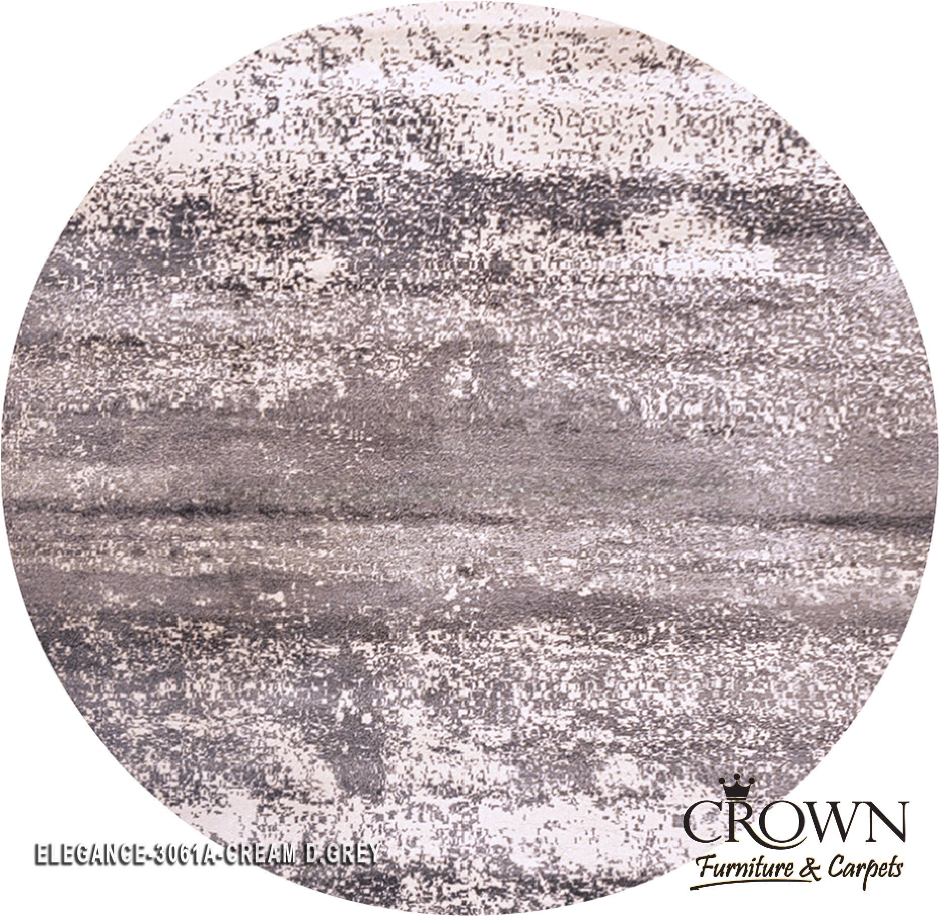 Elegance Modern Carpet – Abstract Contemporary Rug for Stylish Living Rooms & Bedrooms | Elegance 3061A Round Cream D.Grey